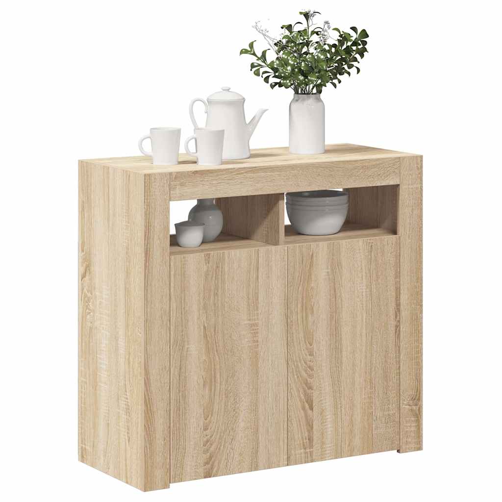 Sideboard mit LED-Leuchten Sonoma-Eiche 80x35x75 cm